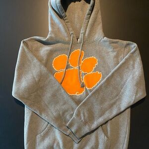 Gray Clemson Hoodie with Orange Paw Print